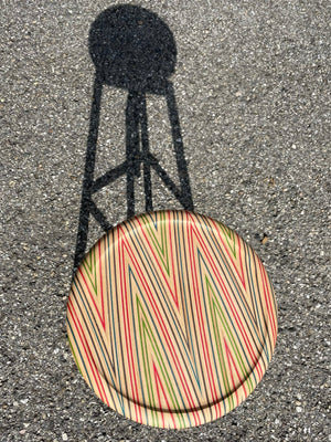 Beautiful and playful bar stool seat. made of skateboard wood layers. Fits on almost all support with round top structure.