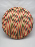Beautiful and playful bar stool seat. made of skateboard wood layers. Top view.
Fits on most supports with round top structure.